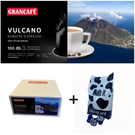 VULCANO robusta-espresso 100% African Robusta MEGAPACK csomag – Nespresso® kompatibilis kávékapszula + Milk It tejkapszula